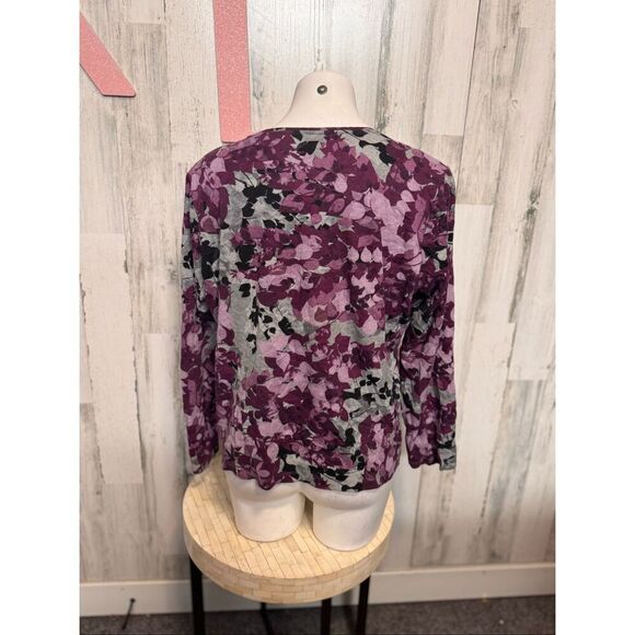 Croft & Barrow XL Purple Floral Long Sleeve Top Soft Cotton Casual Blouse NWT - Picture 6 of 7